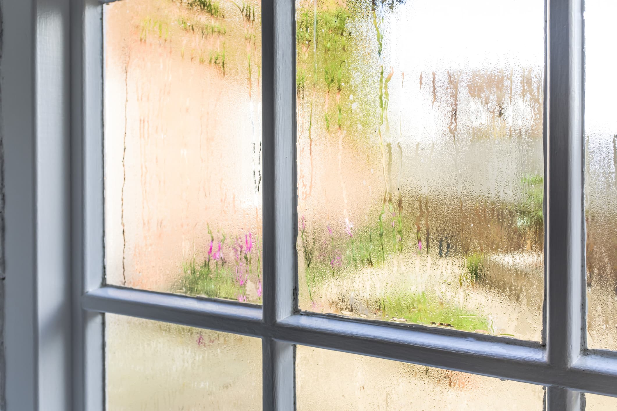 a window with condensation